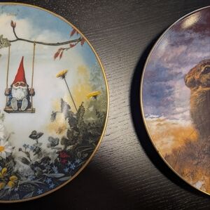 Set Of 2 | Vintage 1976 Rien Poortvliet Magical Gnome Forest Porcelain Plates